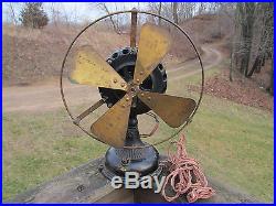Antique Early 1900's General Electric GE 4 Brass Blade Pancake Fan