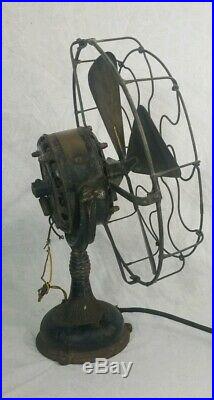 Antique Early General Electric Fan Pancake Motor 16 Brass Blade Type A K Form B