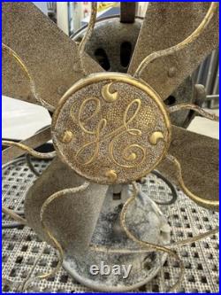 Antique Electric 1901 12 GE Desk Fan Brass Cage Blade