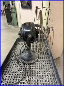 Antique Electric 1901 12 GE Desk Fan Brass Cage Blade