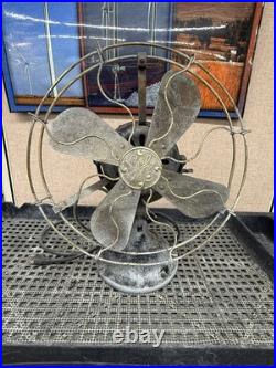 Antique Electric 1901 12 GE Desk Fan Brass Cage Blade