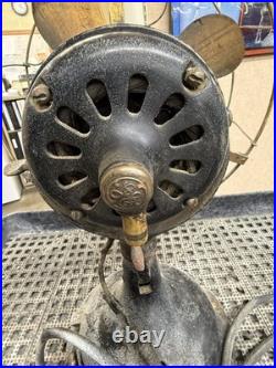 Antique Electric 1901 12 GE Desk Fan Brass Cage Blade