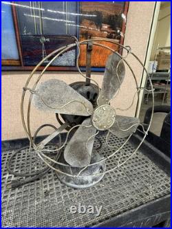 Antique Electric 1901 12 GE Desk Fan Brass Cage Blade