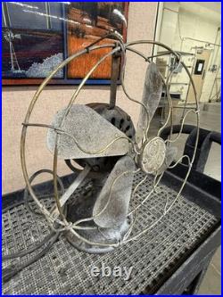 Antique Electric 1901 12 GE Desk Fan Brass Cage Blade