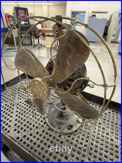 Antique Electric 1901 12 GE Desk Fan Brass Cage Blade