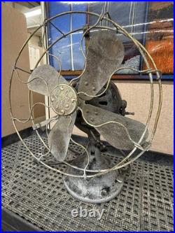 Antique Electric 1901 12 GE Desk Fan Brass Cage Blade
