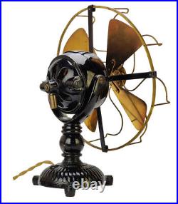 Antique Electric 1906 16 Diehl Ornate Base Desk Fan Brass Cage Blade