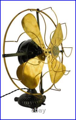 Antique Electric 1906 16 Diehl Ornate Base Desk Fan Brass Cage Blade
