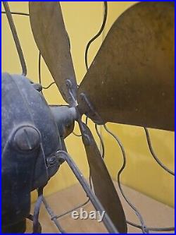 Antique Electric 1911 16 GE Desk Fan Brass Cage Blade