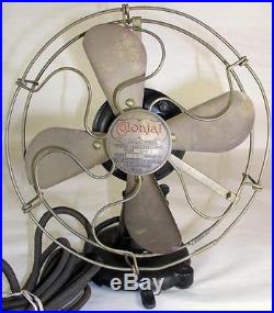 Antique Electric Colonial Fan & Motor Co. 8 Brass Blade Fan Heavy C / I Base