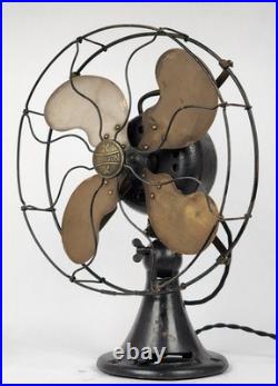 Antique Electric Emerson Type 24646 12 Brass blade Desk Fan Oscillating