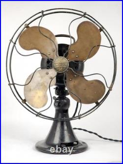 Antique Electric Emerson Type 24646 12 Brass blade Desk Fan Oscillating