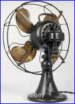 Antique Electric Emerson Type 24646 12 Brass blade Desk Fan Oscillating