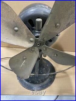 Antique Electric Fan By Peerless Steal Cage 12 Inch Brass Blade 1916 Still Runs