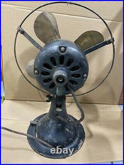 Antique Electric Fan By Peerless Steal Cage 12 Inch Brass Blade 1916 Still Runs