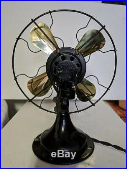 Antique Electric Fan By Polar Cub 1925 2 speed 10 In Brass Blade stil functional