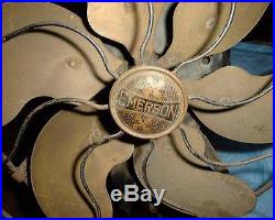 Antique Electric Fan Emerson 1919 Brass Blade Model 27666 FANTASTIC SHAPE WORKS