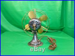 Antique Electric Fan Jandus Brass Blade & Guard with brass motor housing and base