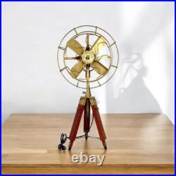 Antique Electric Pedestal Floor Fan Vintage Style With Wooden Tripod Stand Decor Antique Electric Pedestal Floor Fan Vintage Style With Wooden Tripod Stand Decor