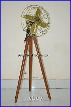 Antique Electrict Floor Fan 52 inch Nautical Royal Navy Brass Fan With Stand