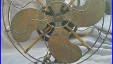 Antique Emerson 1510 Brass Blade + Cage Fan with Pie Crust Base for Restoration