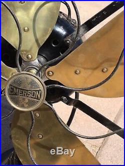 Antique Emerson 16 Brass Fan Vintage 1920's 3 Speed Osillating 29648