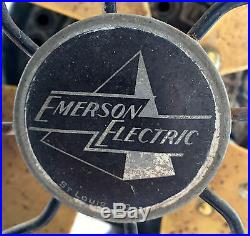 Antique Emerson 16 Table Fan Brass Blade 12648 Pancake Motor Pie Crust Base RST