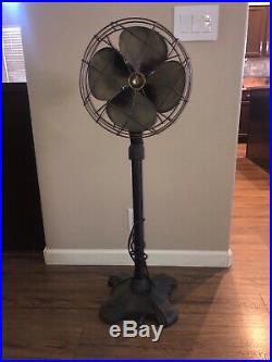 Antique Emerson 1940's Pedestal 77646-AW Cast Iron Pedestal Electric Fan Tall