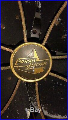 Antique Emerson 1940's Pedestal 77646-AW Cast Iron Pedestal Electric Fan Tall