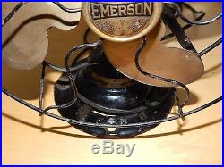 Antique Emerson 19645 Fan Oscillating Brass Blade WORKS