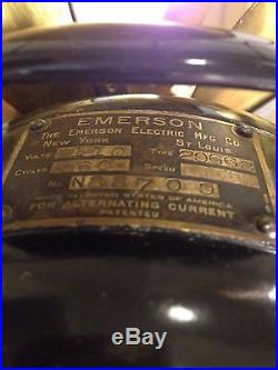 Antique Emerson 29668 desk fan brass bladed