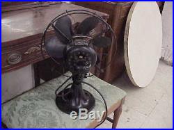 Antique Emerson 6 Black Bladed Model 71666 Oscillating 3 Speed Fan 13 Cage