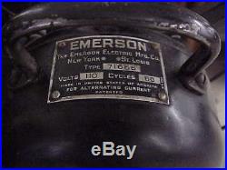 Antique Emerson 6 Black Bladed Model 71666 Oscillating 3 Speed Fan 13 Cage