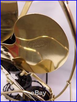 Antique Emerson 6 blade brass fan 21666 detent lever oscillator vintage 1914