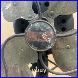 Antique Emerson 9 Oscillating Desk Fan 4 Blades With Cast Iron Base Works