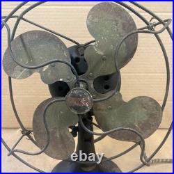 Antique Emerson 9 Oscillating Desk Fan 4 Blades With Cast Iron Base Works