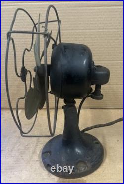 Antique Emerson 9 Oscillating Desk Fan 4 Blades With Cast Iron Base Works