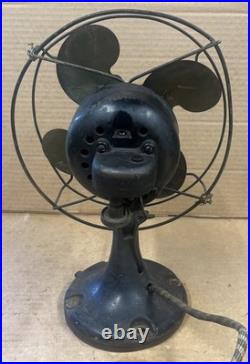 Antique Emerson 9 Oscillating Desk Fan 4 Blades With Cast Iron Base Works