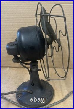 Antique Emerson 9 Oscillating Desk Fan 4 Blades With Cast Iron Base Works
