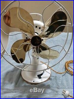 Antique Emerson Brass 4 Blade Cage 3 Speed Electric Fan Type 29646 rare color