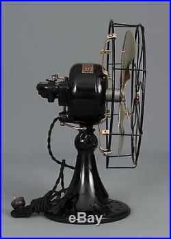 Antique Emerson Brass Blade Fan 1910-1911 Model 12646 Rare Top Oscillator