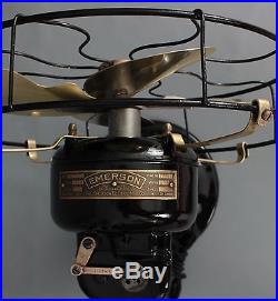 Antique Emerson Brass Blade Fan 1910-1911 Model 12646 Rare Top Oscillator