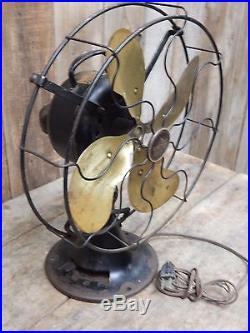 Antique Emerson Brass Blade Fan- Type 29646 Oscillating Vintage Industrial