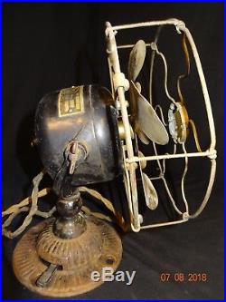 Antique Emerson Brass Blade/cage Desk Fan Electric 8 Inch Parker 1899 Type 1500