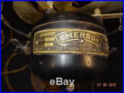Antique Emerson Brass Blade/cage Desk Fan Electric 8 Inch Parker 1899 Type 1500
