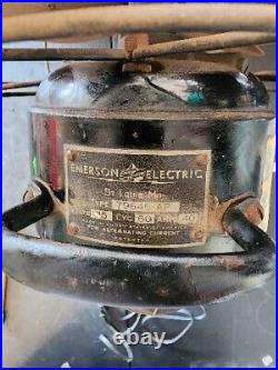 Antique Emerson Electric 12 Inch Fan With 4 Oscillating Blades #79646 Working