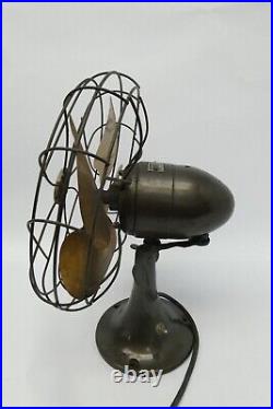 Antique Emerson Electric 6250-K Brass Blade Oscillating Desk Fan Broken Parts