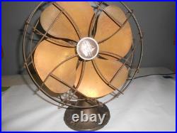 Antique Emerson Electric 6250-K Brass Blade Oscillating Fan Works
