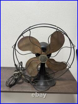 Antique Emerson Electric Brass Blade 12 Metal Fan Made In USA NEEDS Rewired