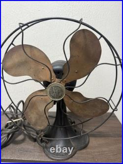 Antique Emerson Electric Brass Blade 12 Metal Fan Made In USA NEEDS Rewired